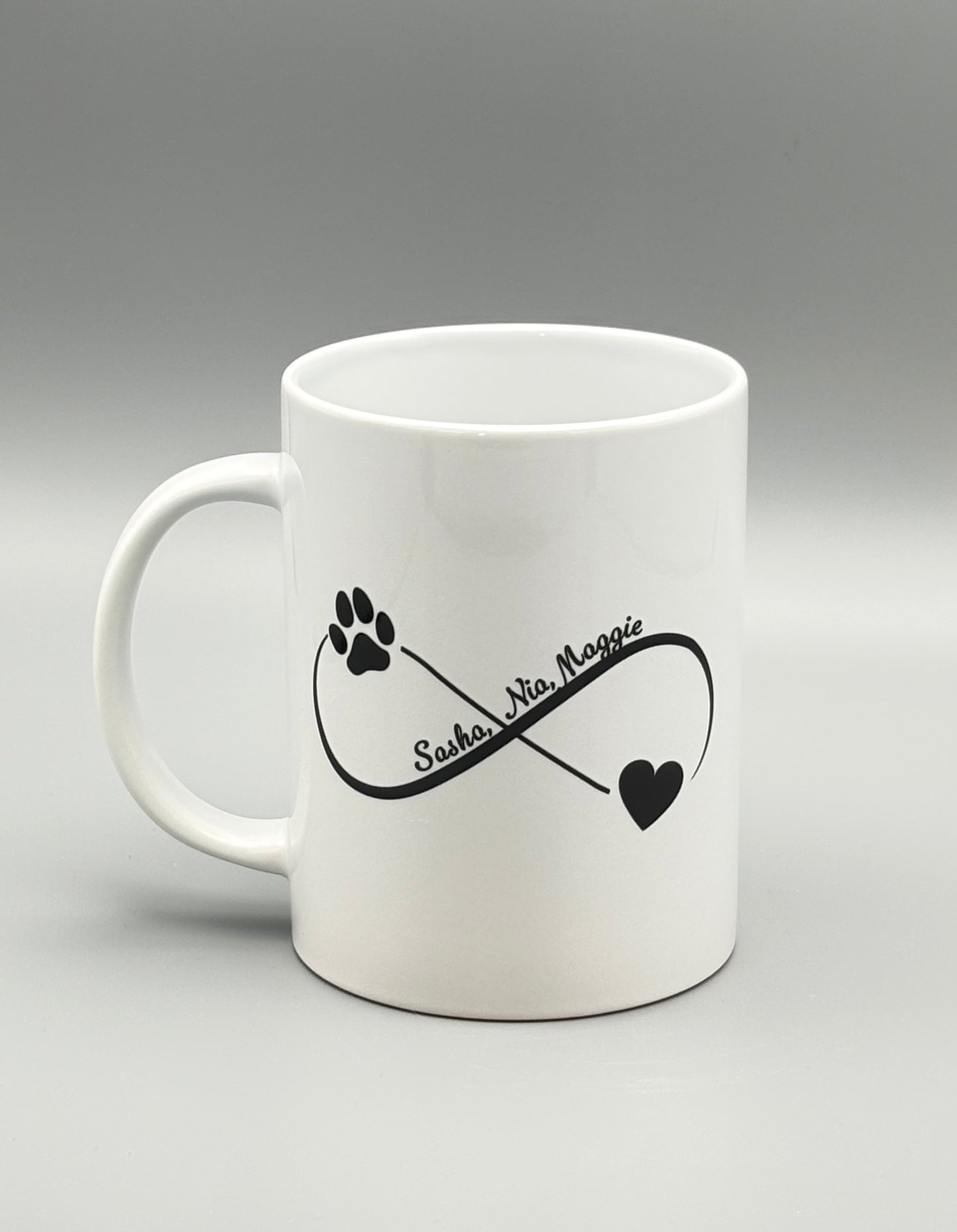 Love infinity - paw print and pet name(s) - 15 oz