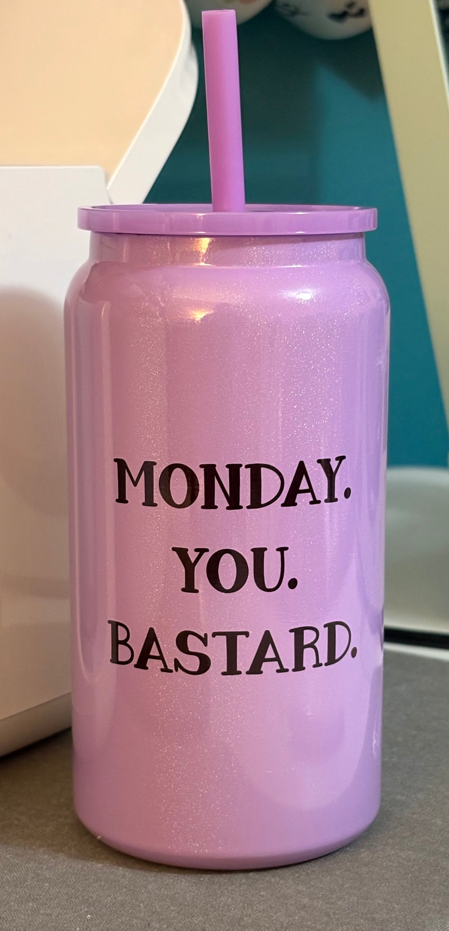 Monday.  You.  Bastard - Glitter Tumbler - 16 oz