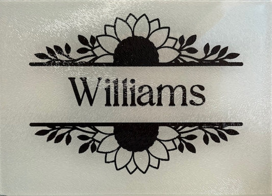 Glass Cutting Board - Personalized (Sunflower)