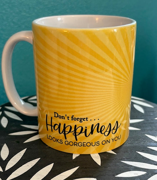Mug - 11 oz - Happiness Looks Gorgeous On You (yellow)