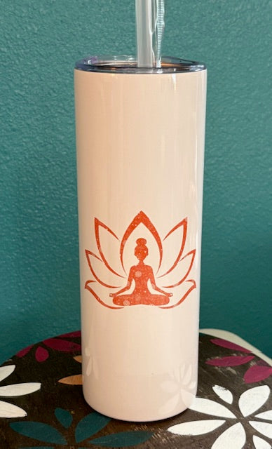 Skinny Tumbler - 20 oz - Namaste (orange)