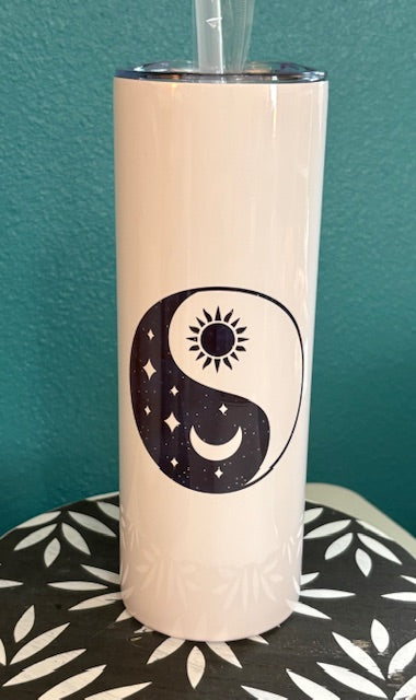 Skinny Tumbler - 20 oz - Sun and Moon (galaxy)