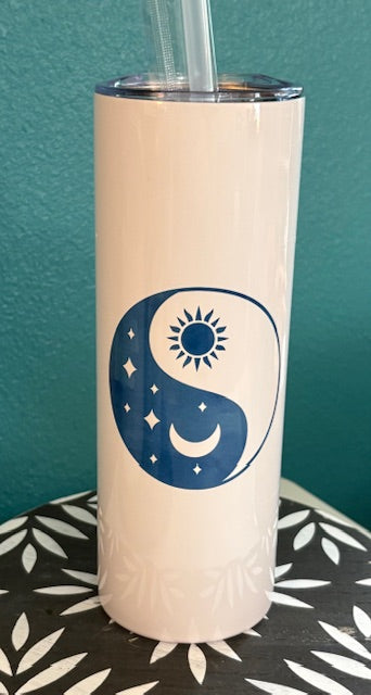 Skinny Tumbler - 20 oz - Sun and Moon (blue)